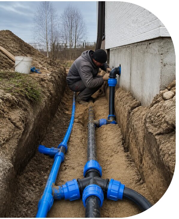 Монтаж наружного водопровода на участке под ключ в Кирове